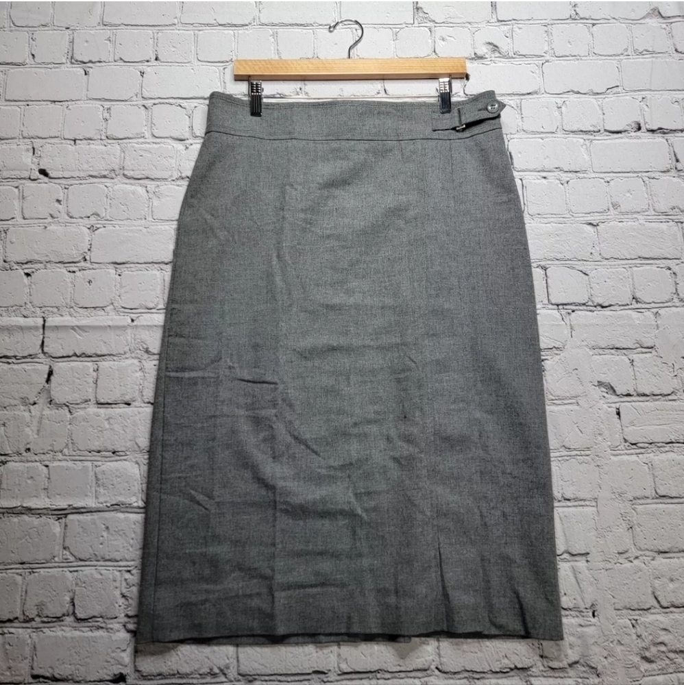 Bianca Wool‎ Blend Gray A Line Pencil Midi Professional Chic Work Skirt Size 12